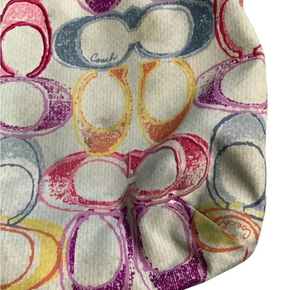 Vintage coach  poppy dream Multicolor Signature C print Tote Bag - Picture 4 of 6